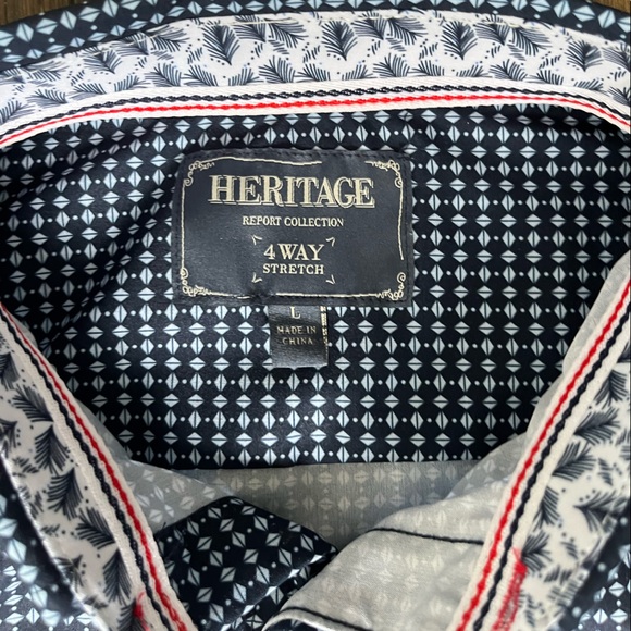 Heritage Report Collection button up collared short sleeve shirt, size large - Picture 3 of 3